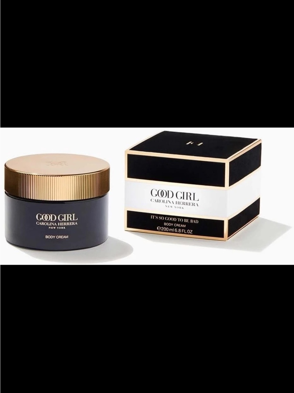 Carolina Herrera Good Girl Body Cream - Black, White & Gold 6.9 Oz new